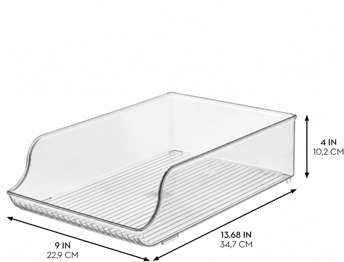 Clear Open-Front Bottle and Can Organizer Tray