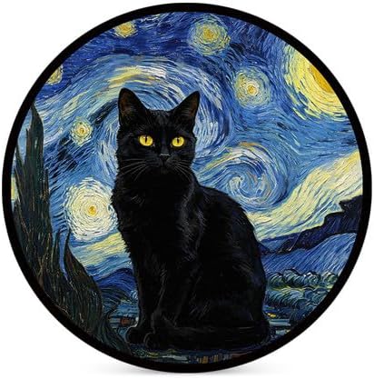 Starry Cat Ceramic Coaster Set with Holder, 4 Coasters