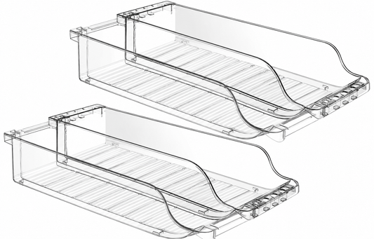 Adjustable-Width Clear Refrigerator Drink Trays, Set of 2