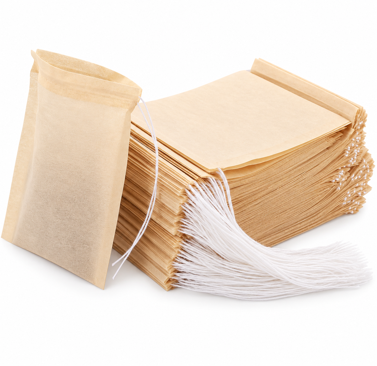 Brown Wood Pulp Drawstring Tea Filter Bags, 200 Pieces