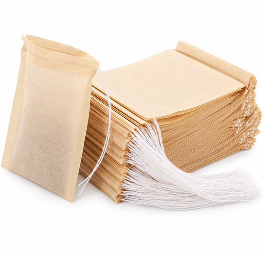 Brown Wood Pulp Drawstring Tea Filter Bags, 200 Pieces