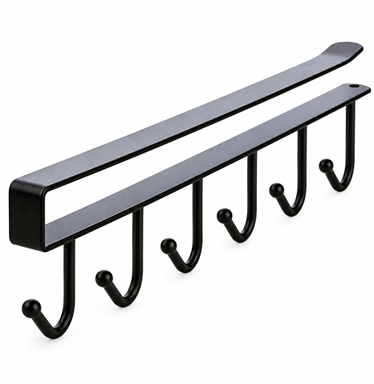 Black Clip-On Under-Cabinet Mug Hook Rails, Set of 2