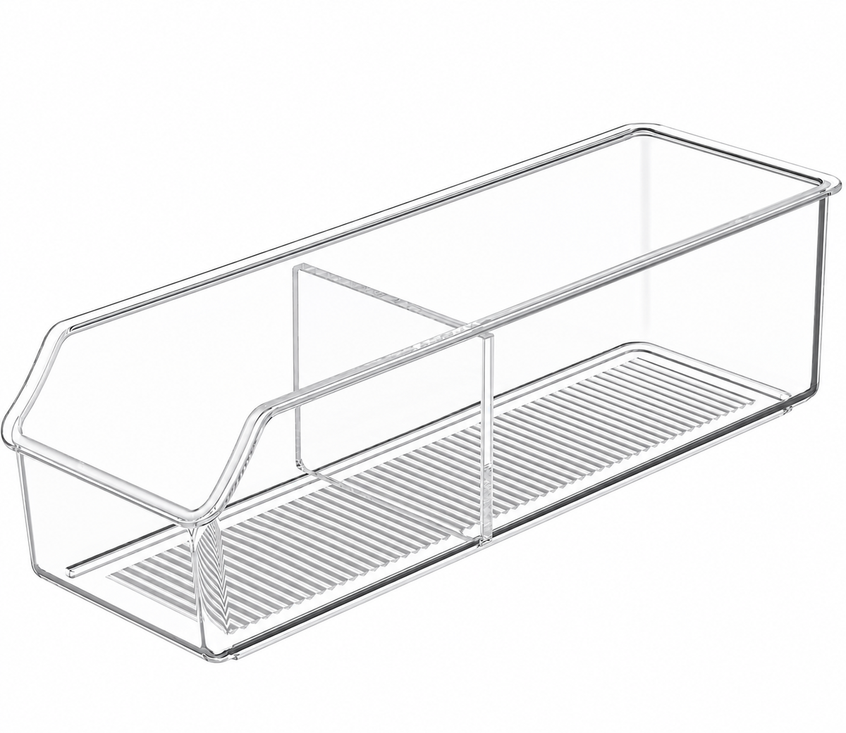 Clear Two-Section Tea Packet Organizer Bin
