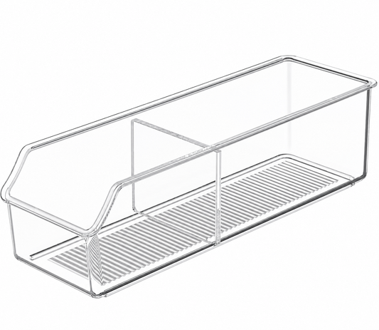 Clear Two-Section Tea Packet Organizer Bin
