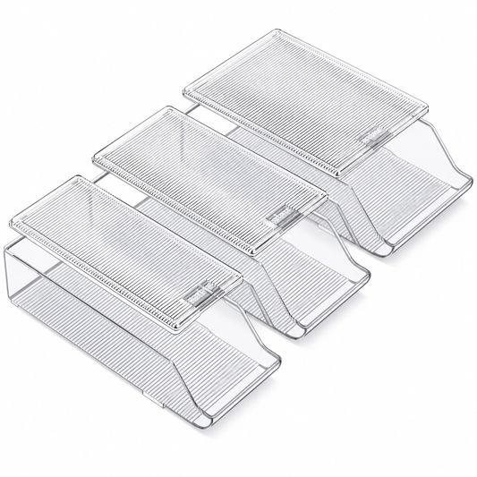 Clear Lidded Slanted Drink Dispenser Trays, Set of 3