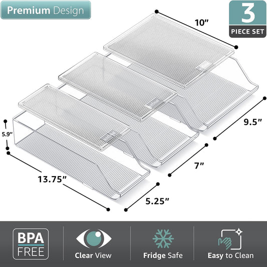 Clear Lidded Slanted Drink Dispenser Trays, Set of 3