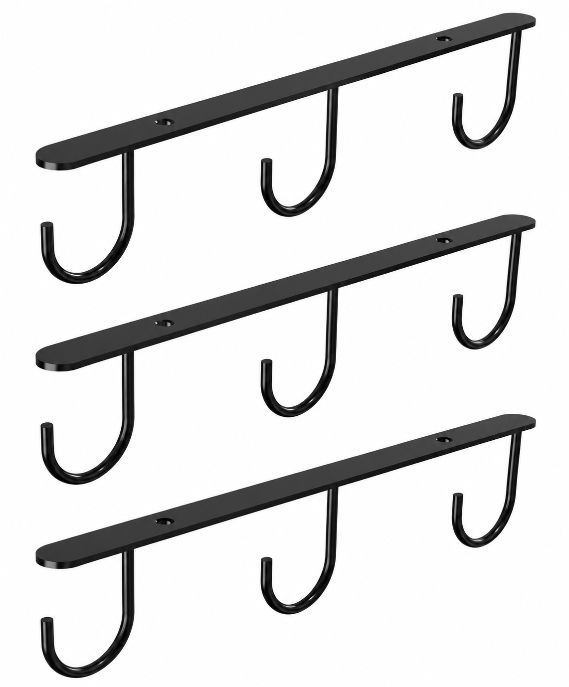 Black Under-Cabinet Mug Hook Rails, Set of 3