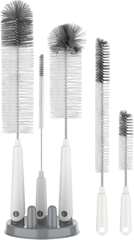 Bottle Cleaning Brush Set with Storage Stand, 5 Brushes